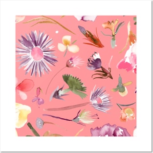 Pocket - FLOWER BUDS CORAL PINK Posters and Art